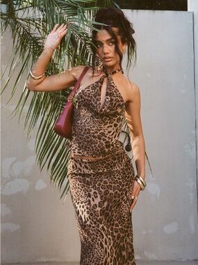 Princess Polly Brown Leopard Print Maxi Skirt